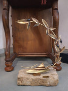 Greek Sterling Silver Olive leaf Wreath on limestone (A-47-2)