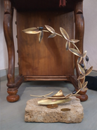 Greek Sterling Silver Olive leaf Wreath on limestone (A-47-2)