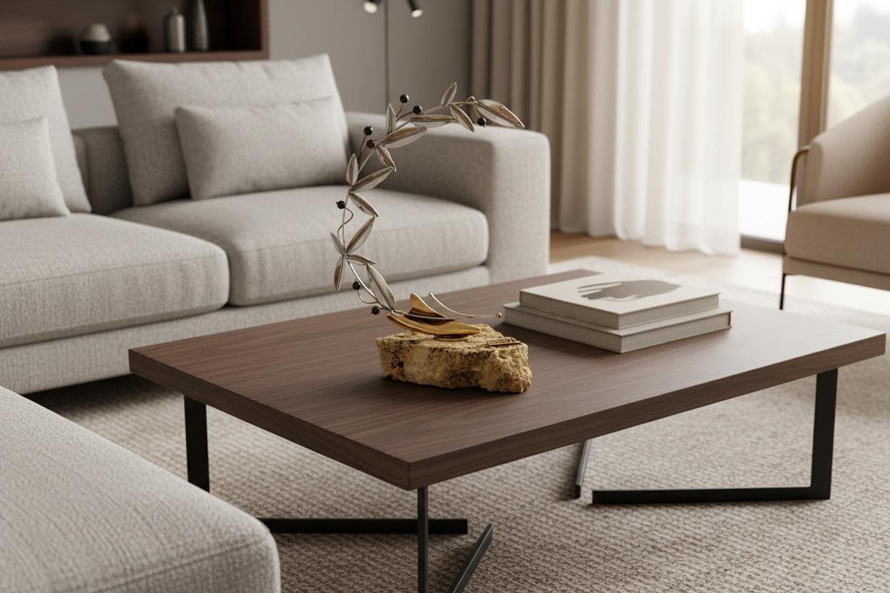 Greek Sterling Silver Olive leaf Wreath on limestone (A-84)