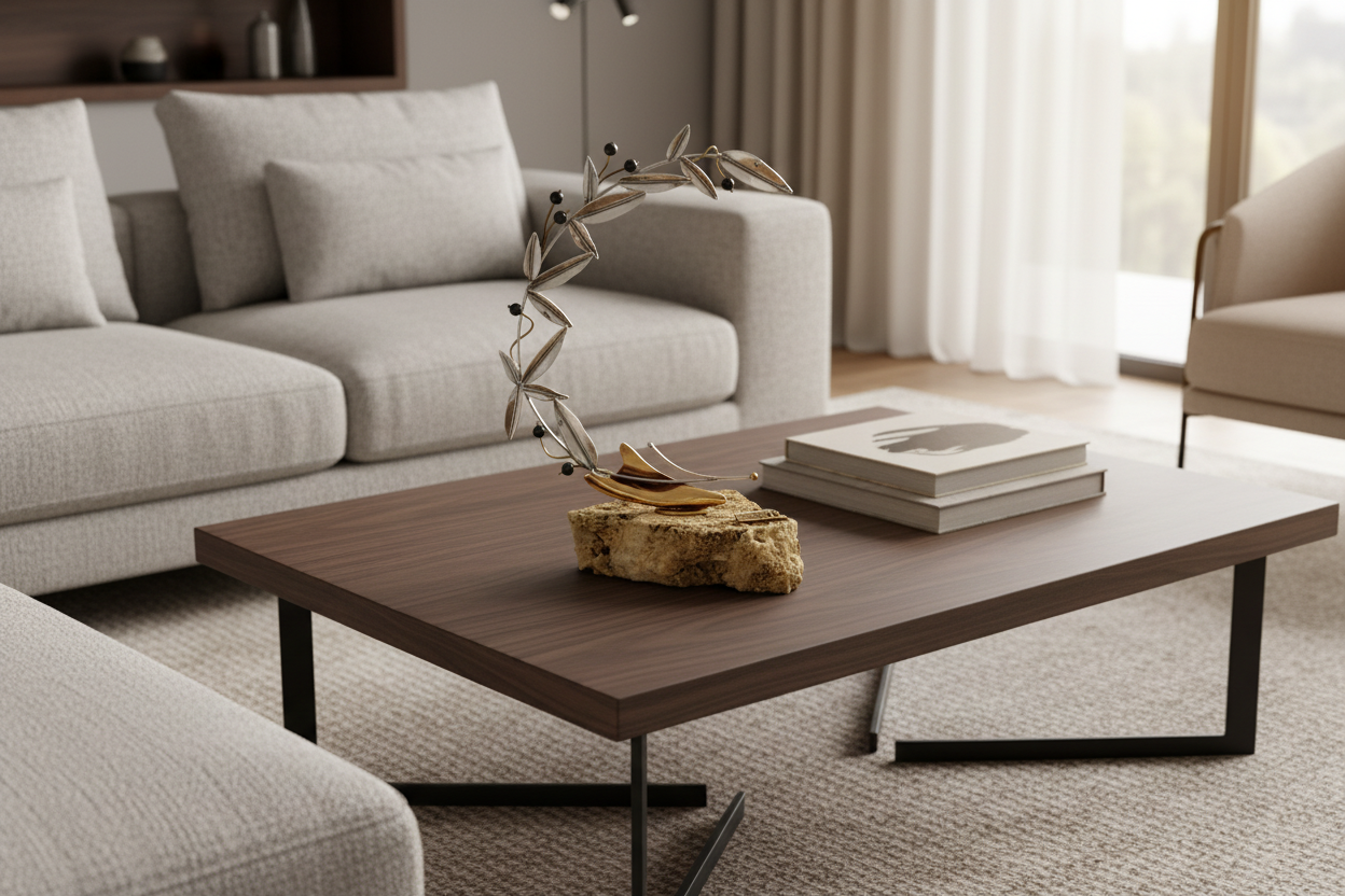 Greek Sterling Silver Olive leaf Wreath on limestone (A-84)