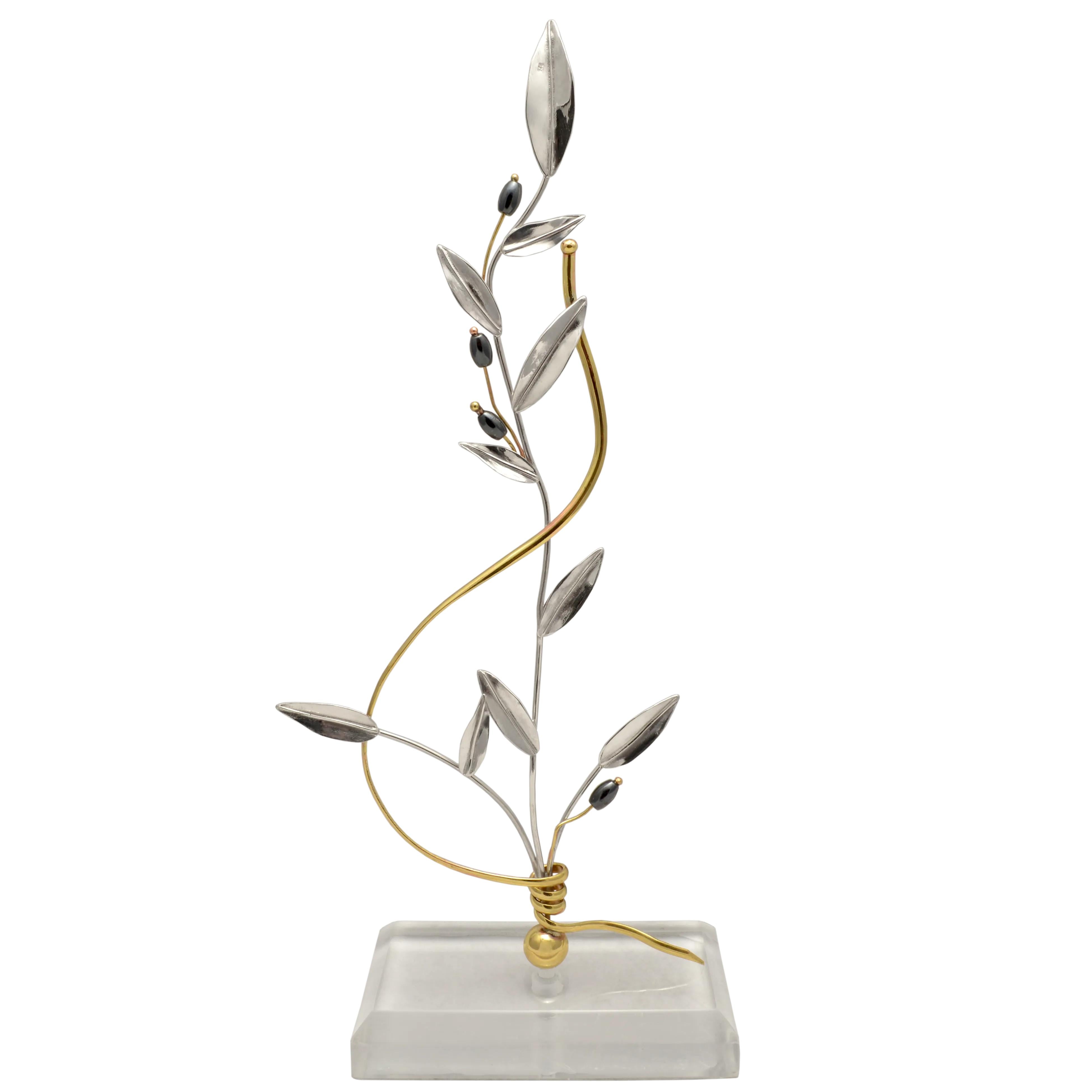 Greek Sterling Silver Olive leaf Wreath on plexiglass (A-70)