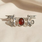 Greek Traditional Angels Brooch in Sterling silver with Carnelian (K-18)
