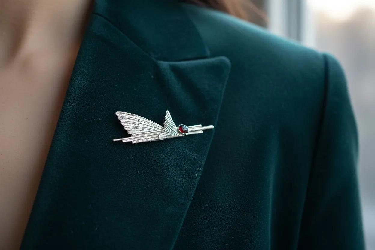 Greek Traditional Brooch in Sterling silver with Zircon (K-32)