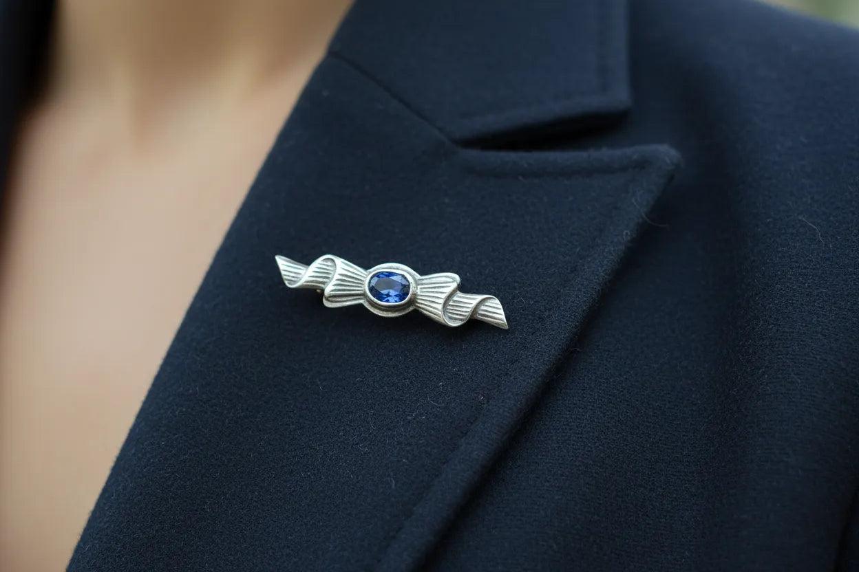 Greek Traditional Brooch in Sterling silver with Zircon (K-33)