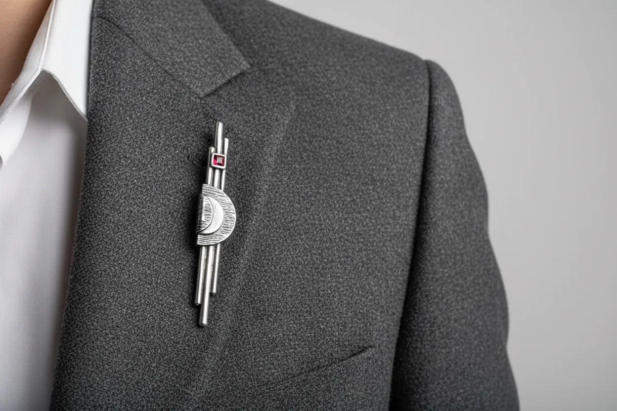 Greek Traditional Brooch in sterling silver with Zircon (K-29)