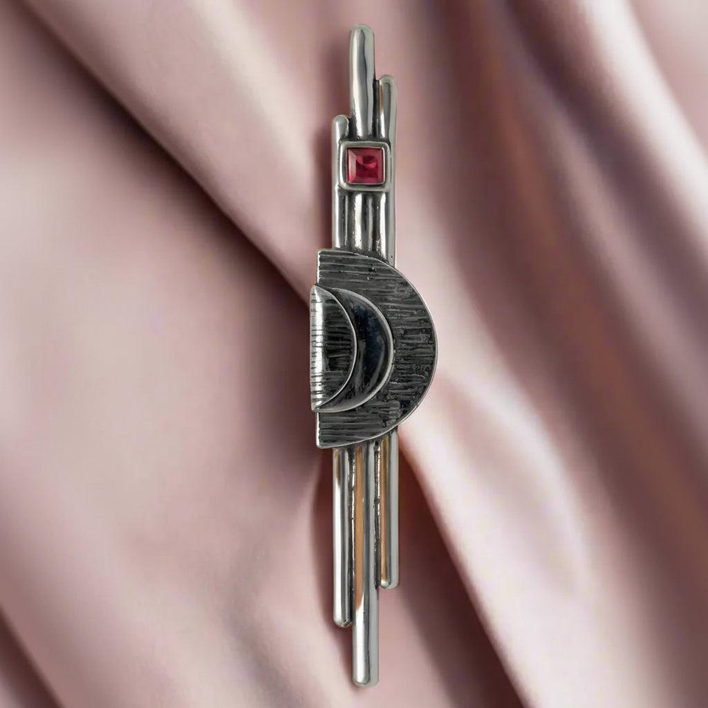 Greek Traditional Brooch in sterling silver with Zircon (K-29)