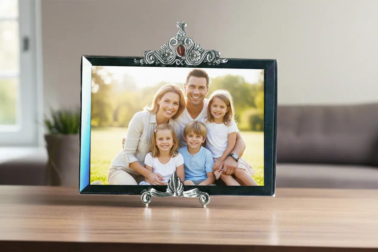 Greek Traditional Carnelian Bronze Silver Plated Picture Frame (A-62)