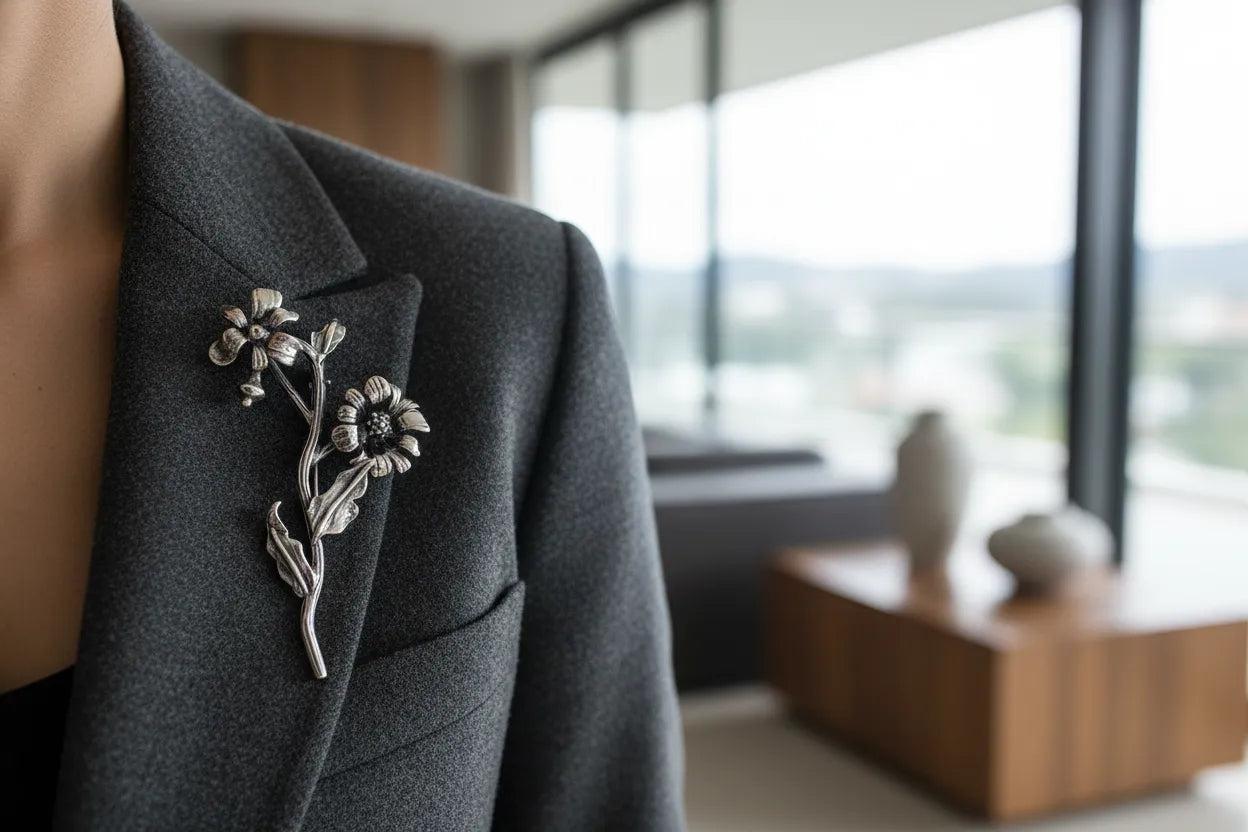 Greek Traditional Flower Brooch in Sterling silver (K-39)