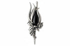 Greek Traditional Flower Brooch in Sterling silver with black stone (K-23)