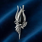 Greek Traditional Flower Brooch in Sterling silver with black stone (K-23)
