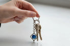 Greek Traditional Key ring in sterling silver with a lapis lazuli (MP-19)