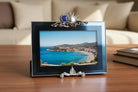 Greek Traditional Lapis Lazuli Bronze Silver Plated Picture Frame (A-67)
