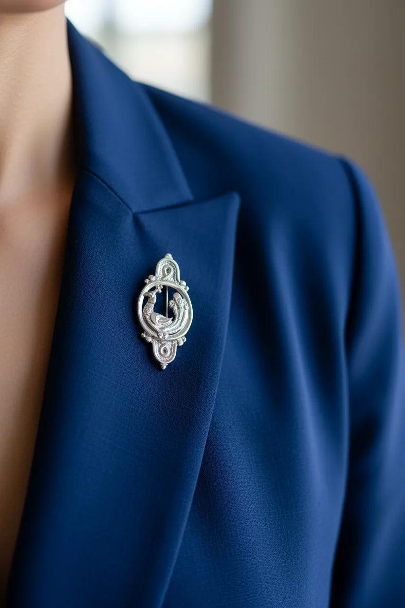 Greek Traditional Pigeon Brooch in Sterling silver (K-07)