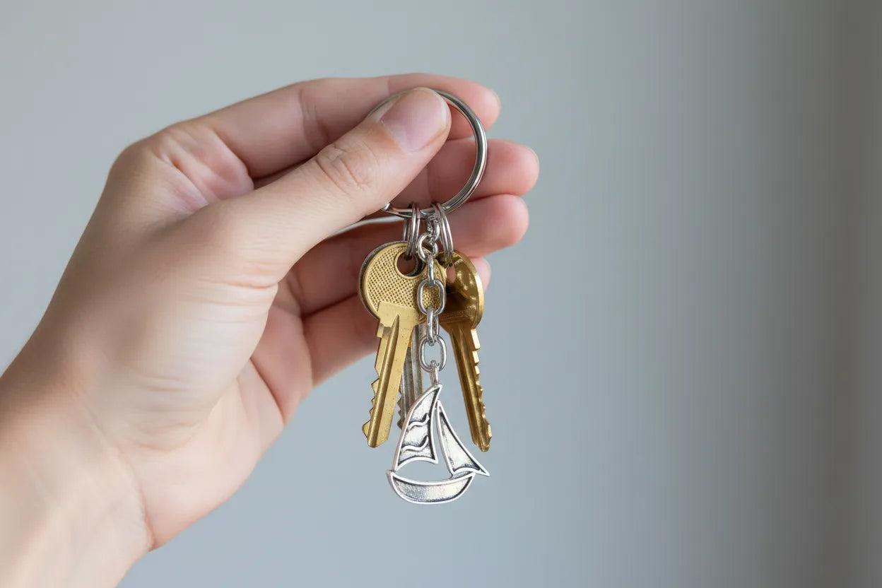 Greek Traditional Sailboat Key ring in sterling silver (MP-17)