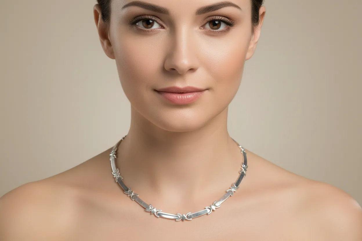 Greek Traditional Sterling Silver Necklace (PE-64)