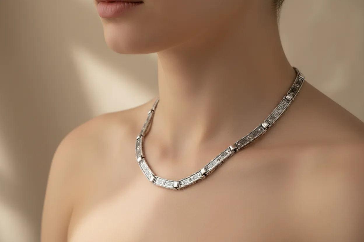 Greek Traditional Sterling Silver Necklace (PE-67)