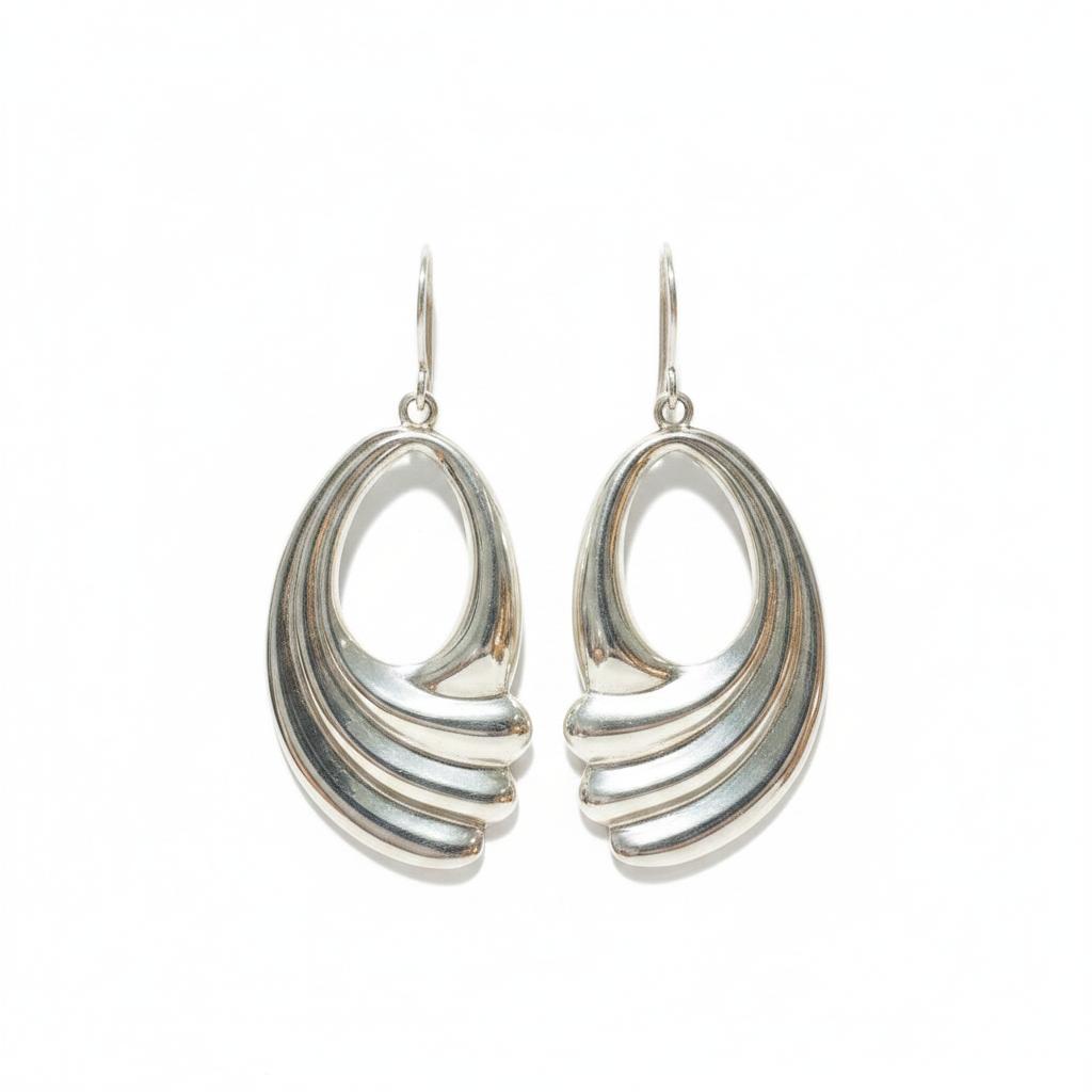 Greek Wave Drop Earrings in Sterling Silver (GT-07)