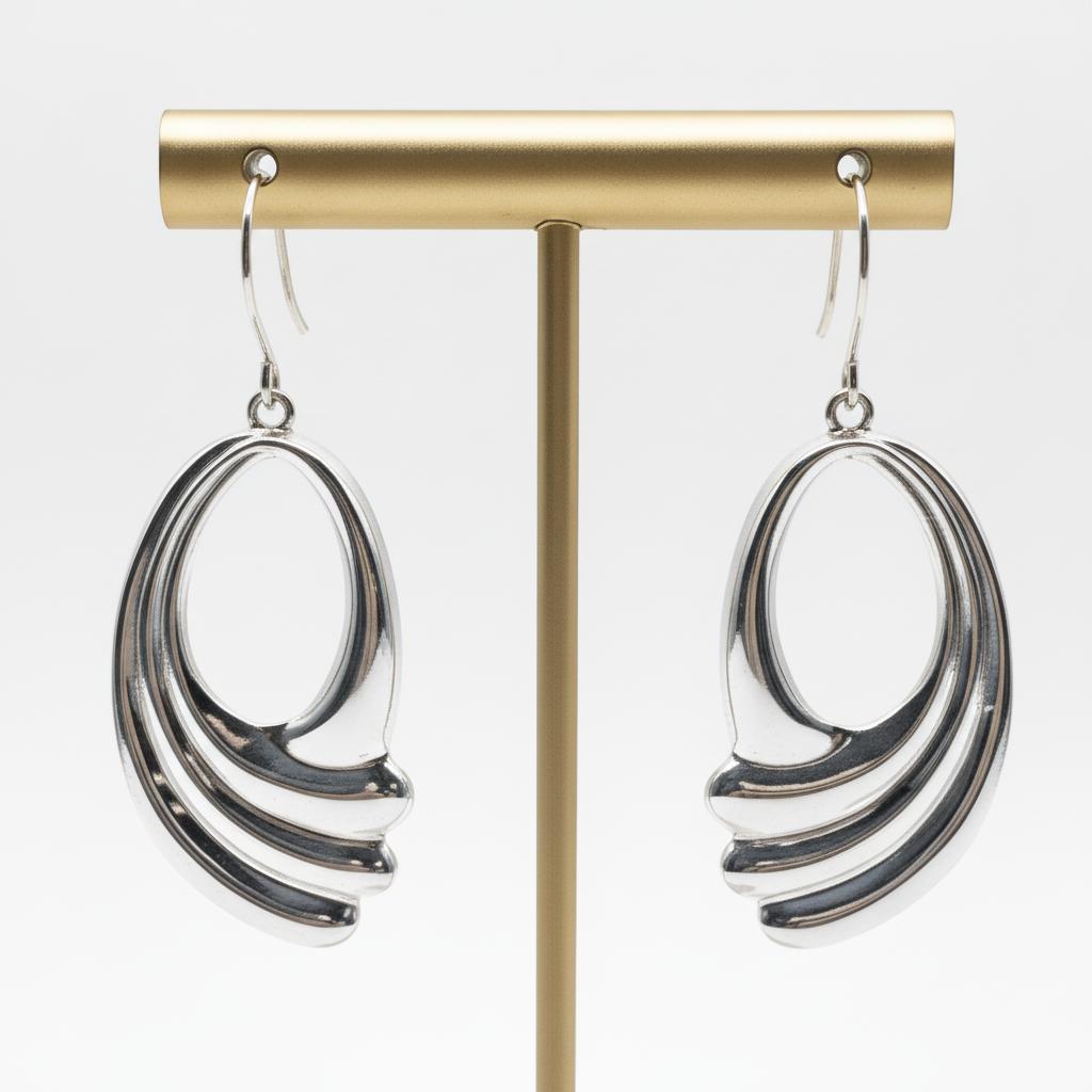 Greek Wave Drop Earrings in Sterling Silver (GT-07)