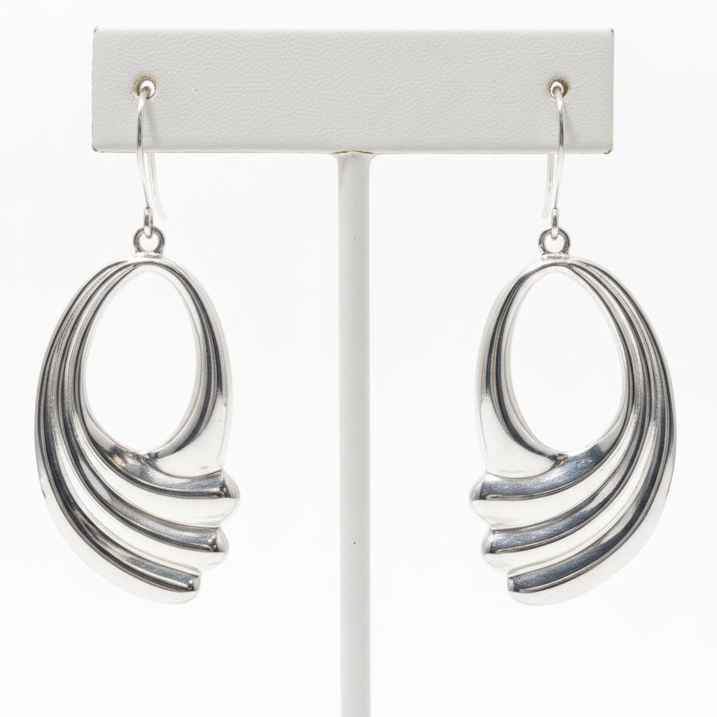 Greek Wave Drop Earrings in Sterling Silver (GT-07)