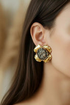 Handmade 18k Gold Sterling Silver Ancient Greek Coin Earrings, Thourions Jewelry (DV AG-01)