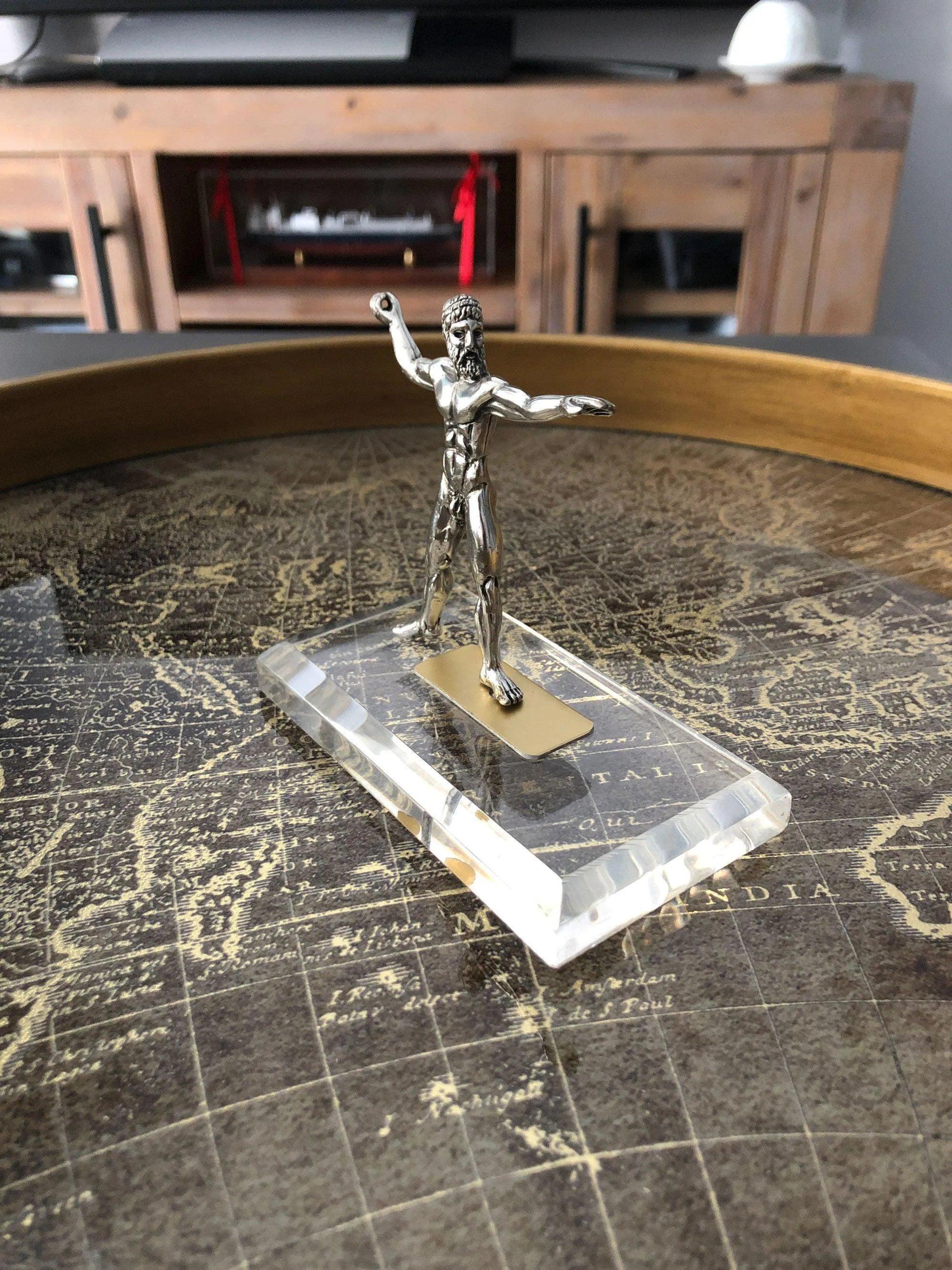 Handmade Sterling Silver God of Cape Artemision Figure, Greek Statue Poseidon Zeus (A-05)