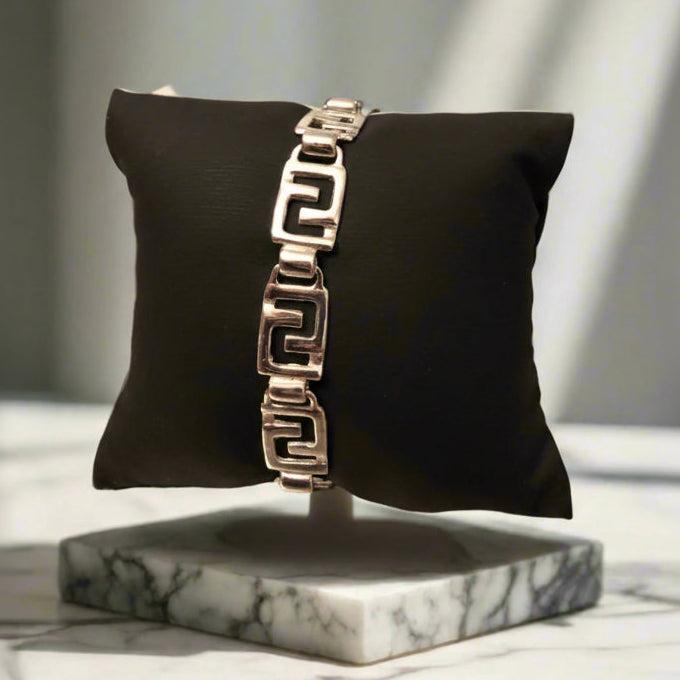 Handmade Sterling Silver Greek Bracelet, Traditional Era Jewelry (B-76)