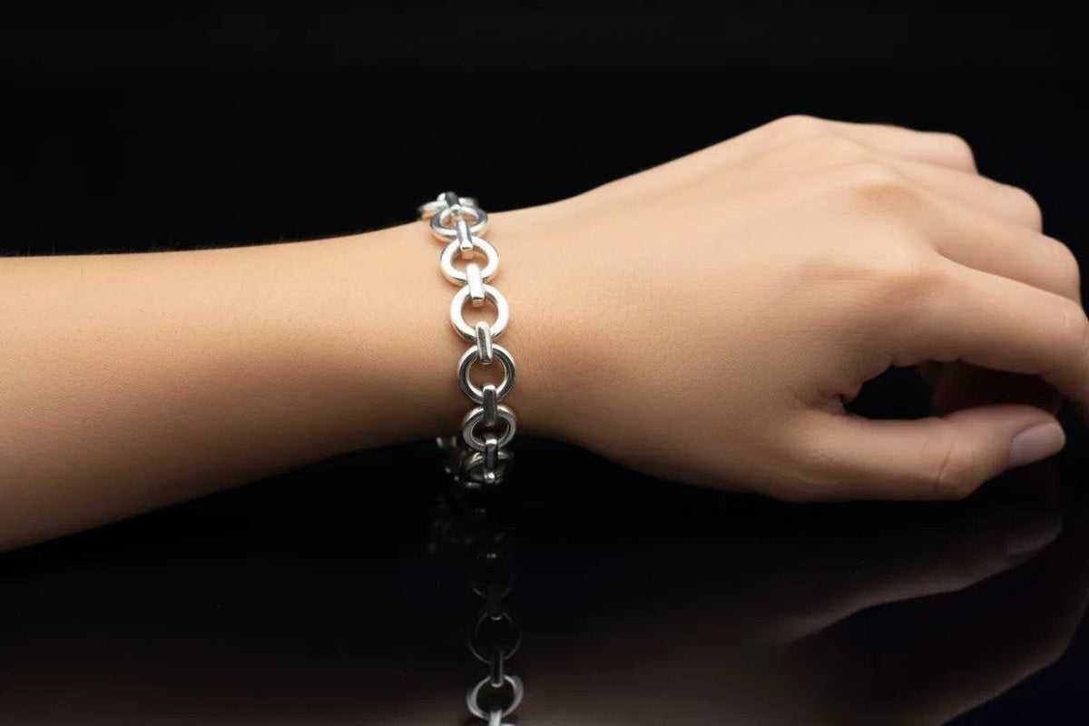 Handmade Sterling Silver Greek Chain Bracelet, Timeless Design (B-150)