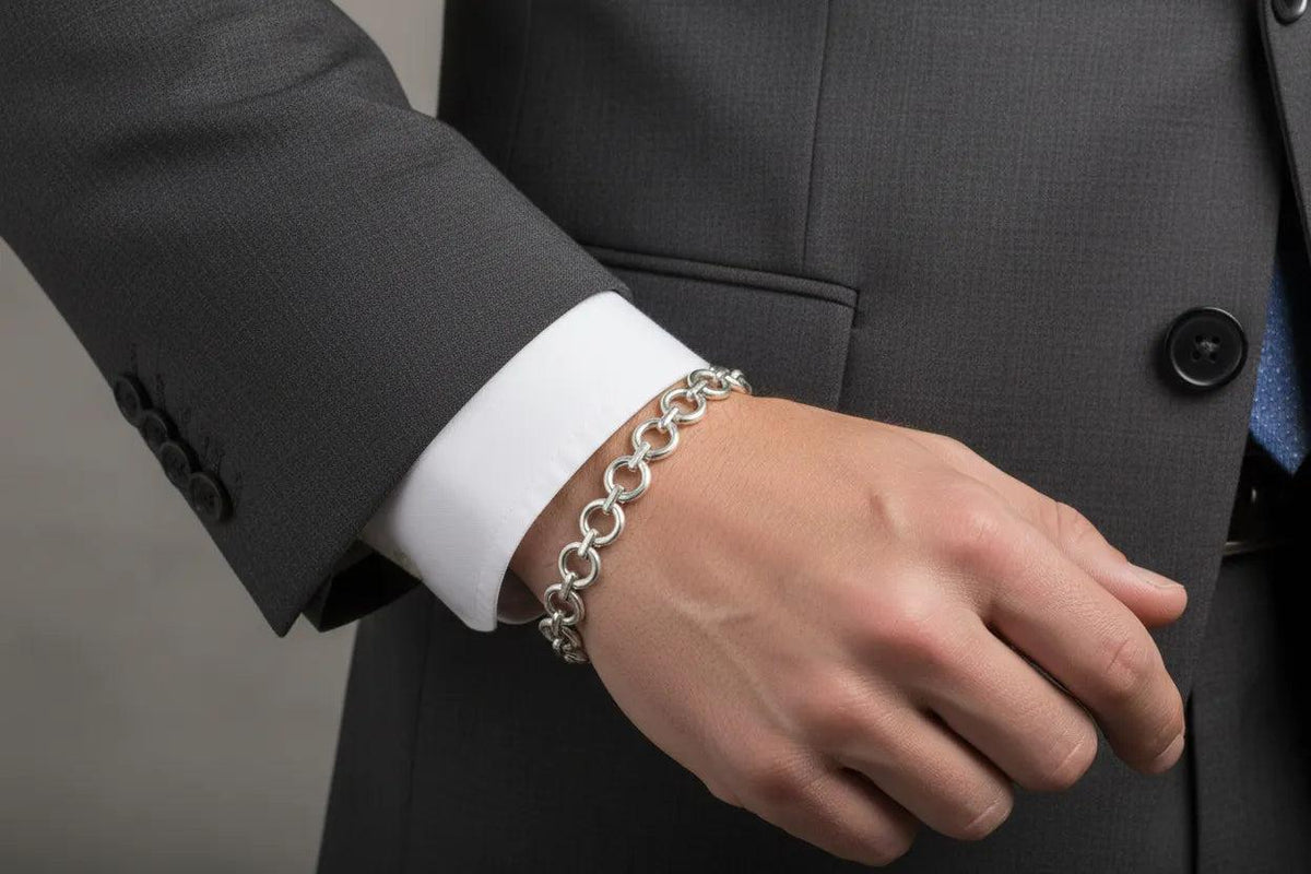 Handmade Sterling Silver Greek Chain Bracelet, Timeless Design (B-150)
