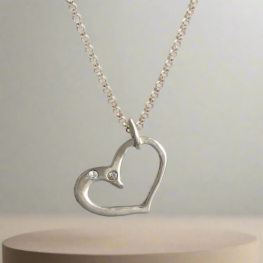 Handmade Sterling Silver Heart Pendant Necklace, Greek Love Jewelry (PE-102)