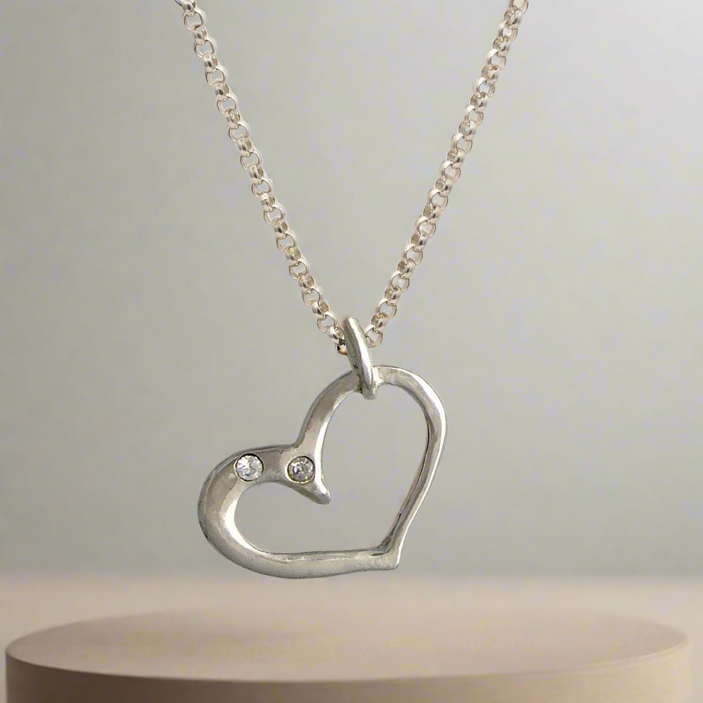 Handmade Sterling Silver Heart Pendant Necklace, Greek Love Jewelry (PE-102)