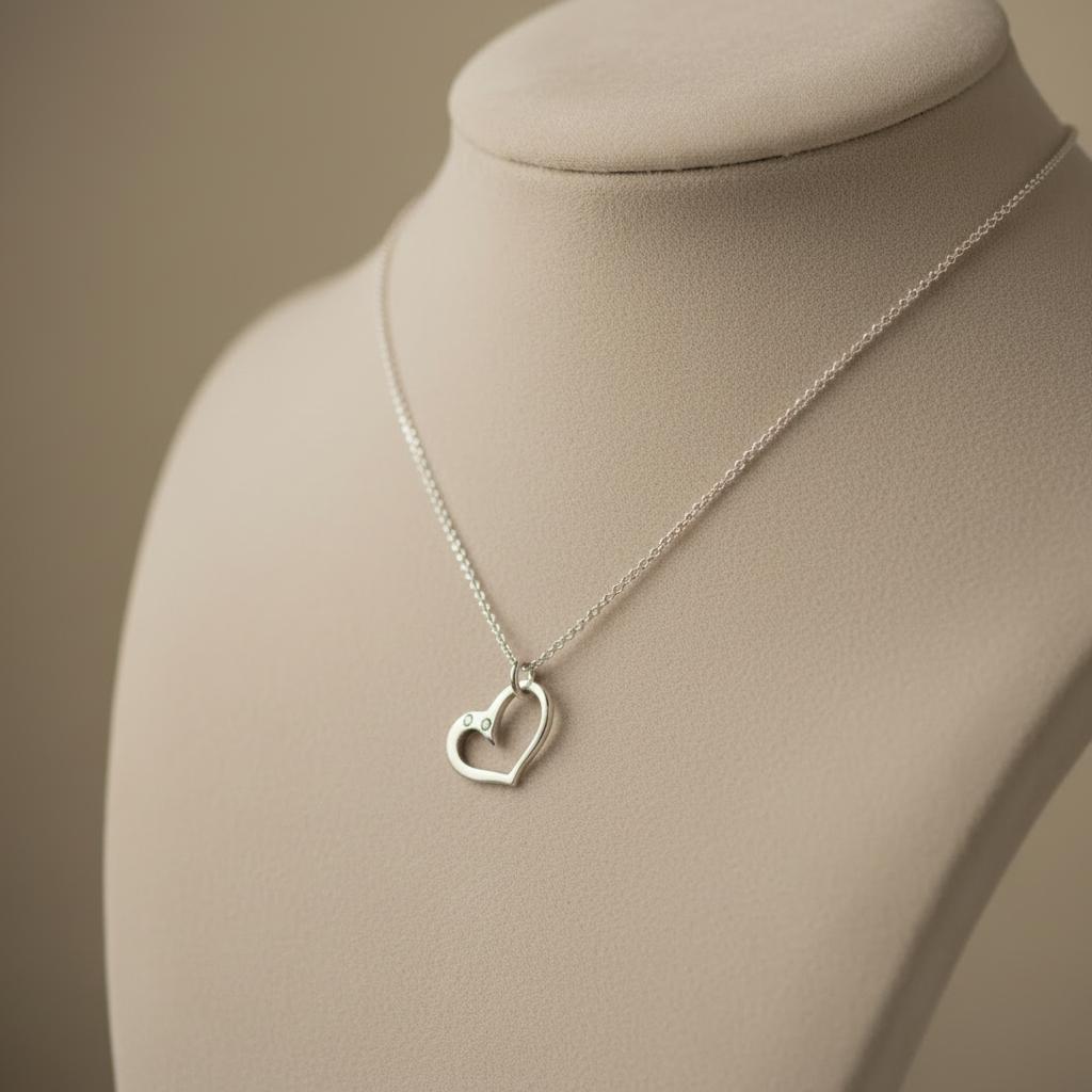 Handmade Sterling Silver Heart Pendant Necklace, Greek Love Jewelry (PE-102)