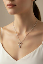 Handmade Sterling Silver Heart Pendant Necklace, Greek Love Jewelry (PE-103)