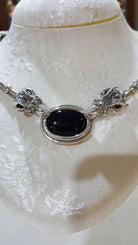 Handmade Sterling Silver Ram Necklace with Lapis Lazuli, Ancient Greek Terminals (PE-01)