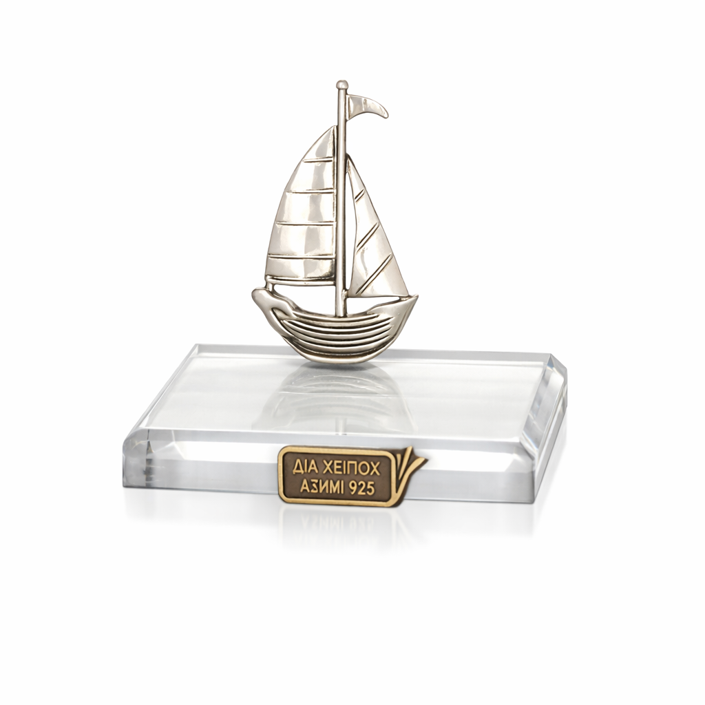 Handmade sailboat in sterling silver, Greek Sailboat, Sea Decor (A-27-27)