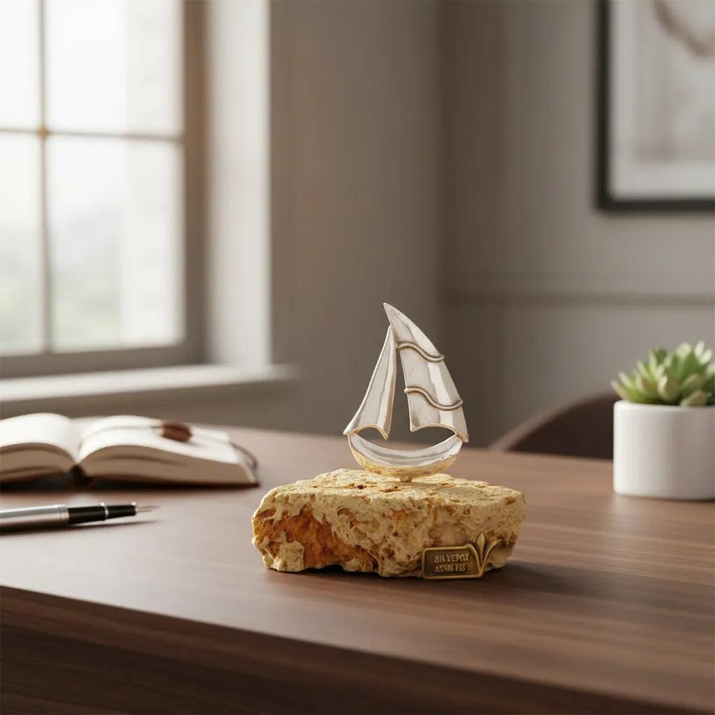 Handmade sailboat in sterling silver, Marine Gift (A-29-28)