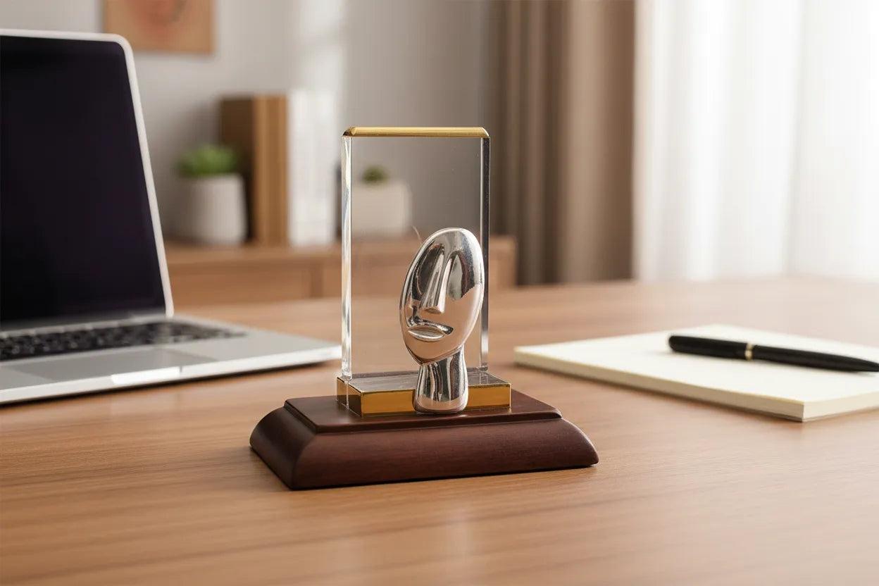 Head of a figurine type Plastira, sterling silver card holder