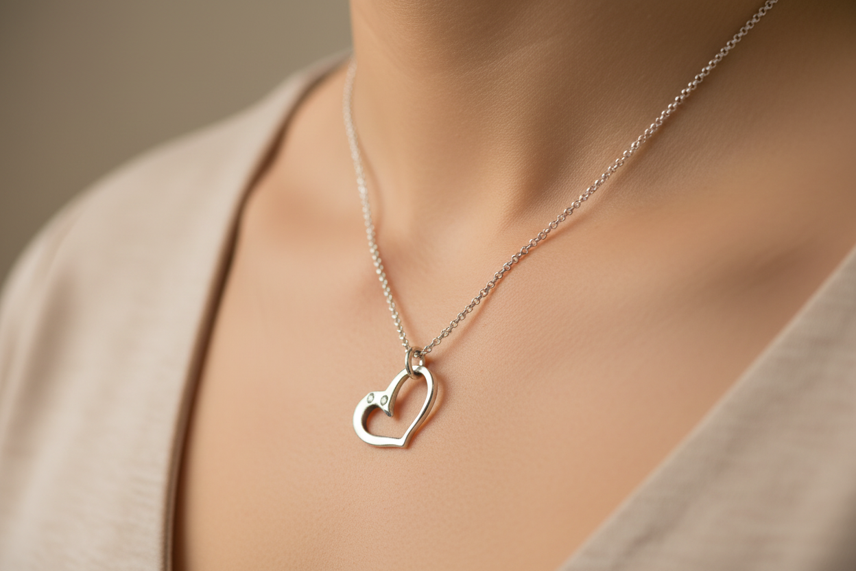 Heart pendant in sterling silver, love pendant, silver pendant, love jewelry