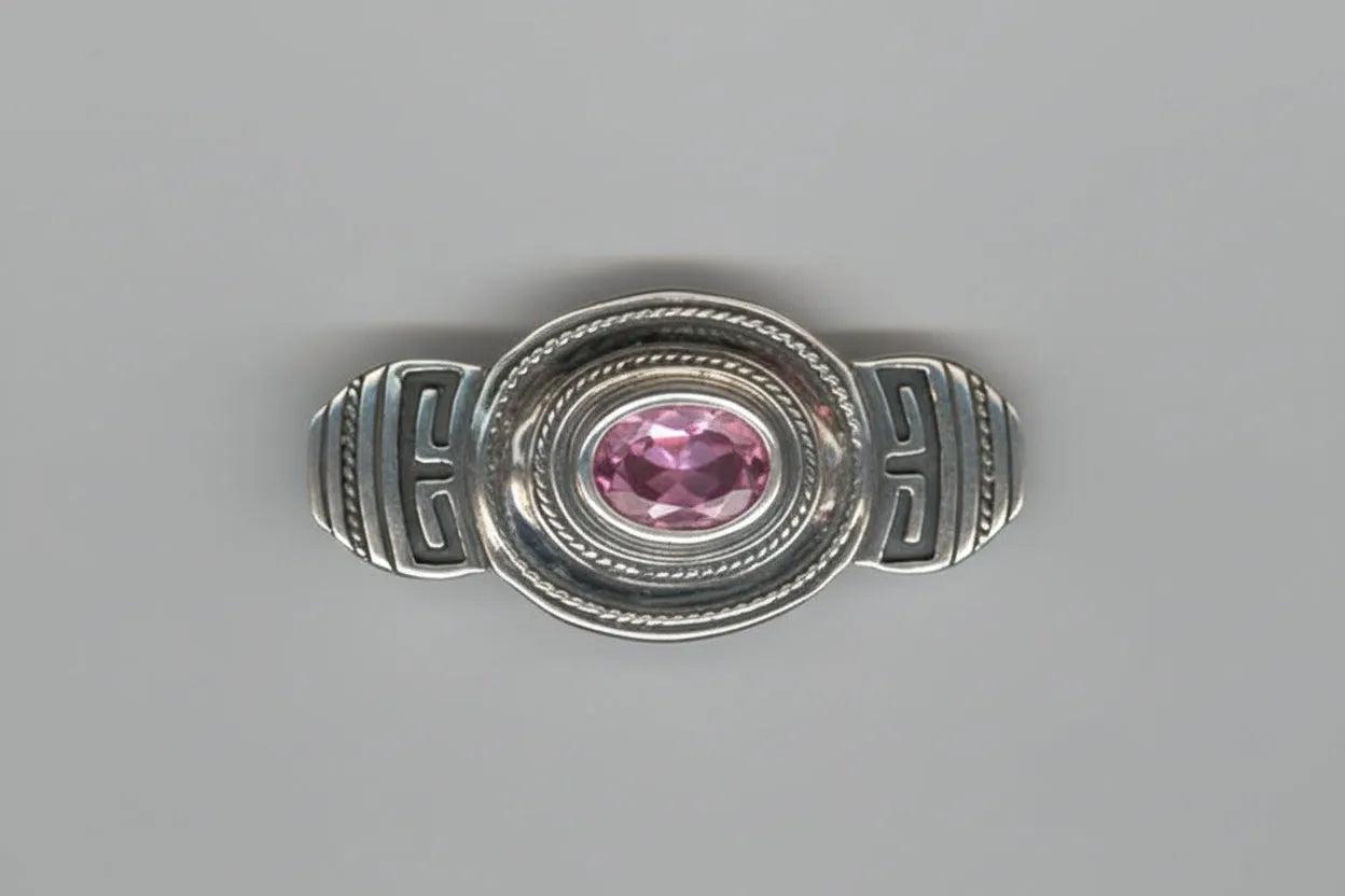 Hellenistic Brooch in Sterling Silver with Amethyst Zircon (K-64)