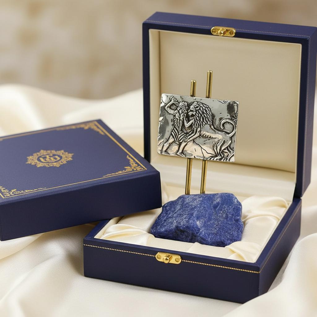 Hercules & the Nemean Lion Figurine in Sterling Silver (A-40-6)