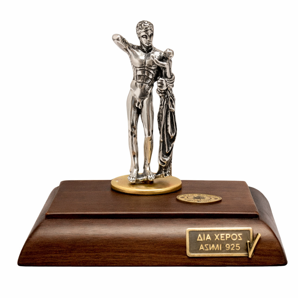 Hermes and the Infant Dionysus, Greek Statue Figure in Sterling Silver (A-02)