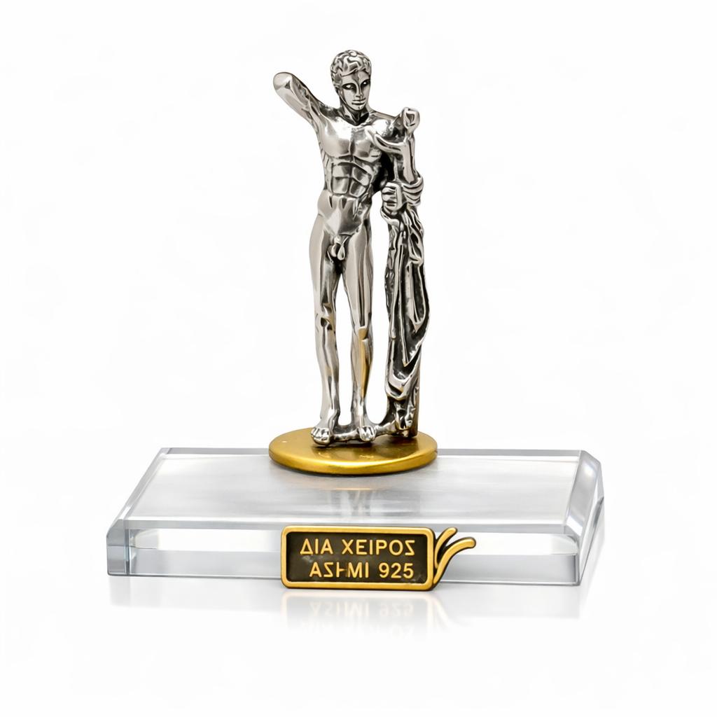 Hermes and the Infant Dionysus, Greek Statue Figure in Sterling Silver (A-02)
