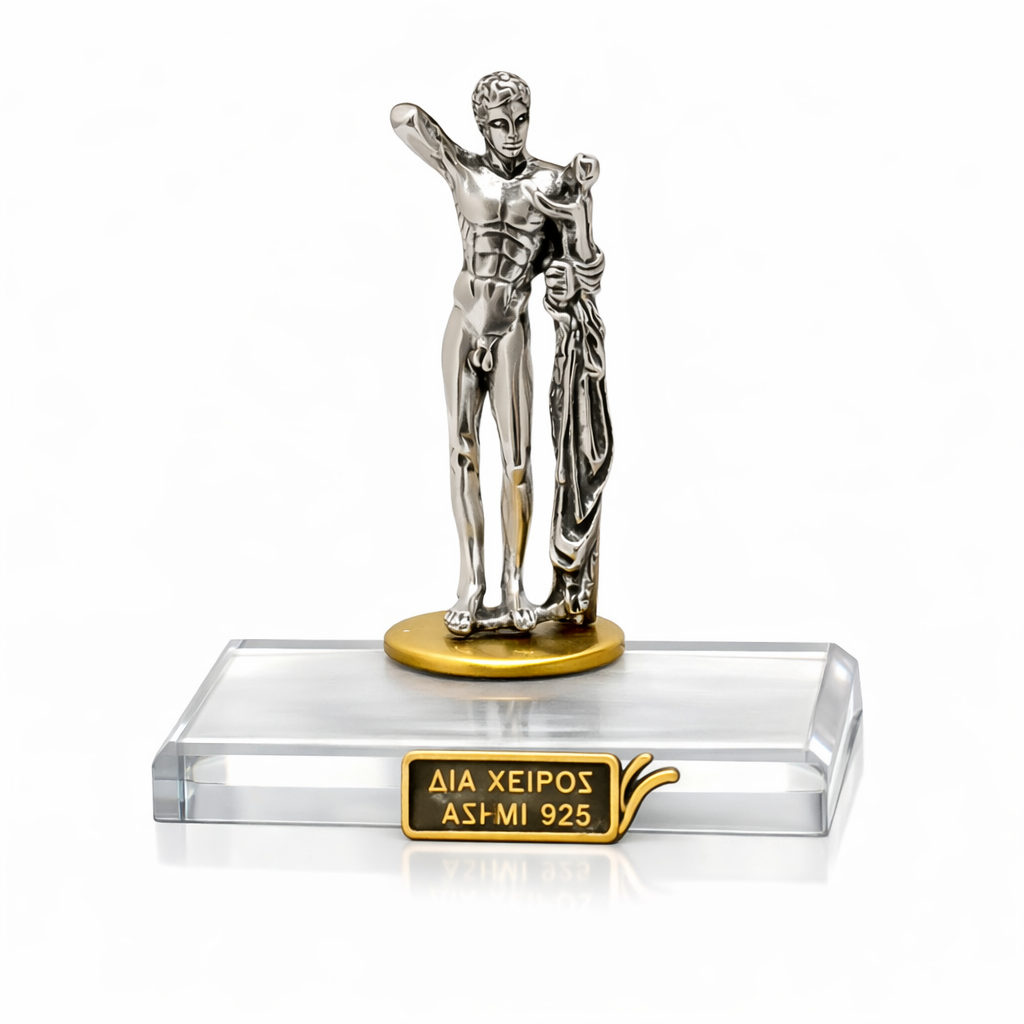 Hermes and the Infant Dionysus, Greek Statue Figure in Sterling Silver (A-02)