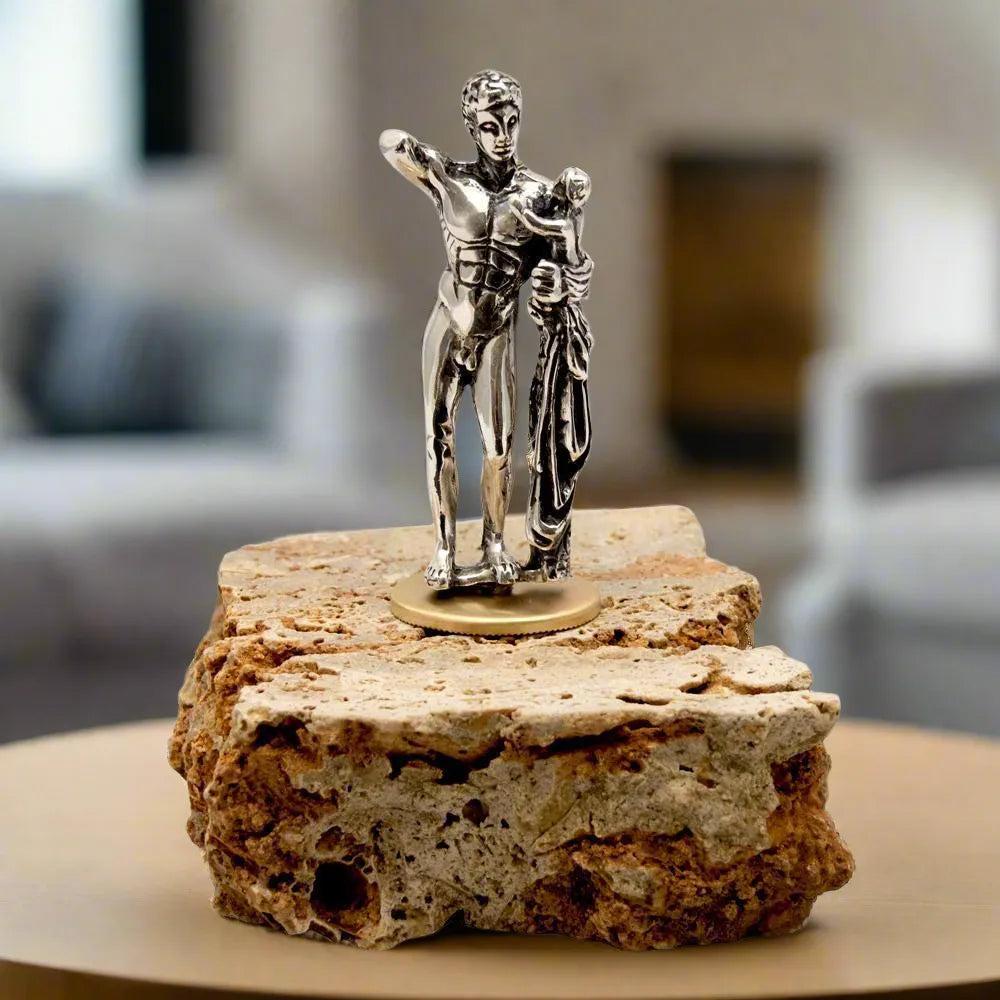 Hermes and the Infant Dionysus, Greek Statue Figure in Sterling Silver (A-02)