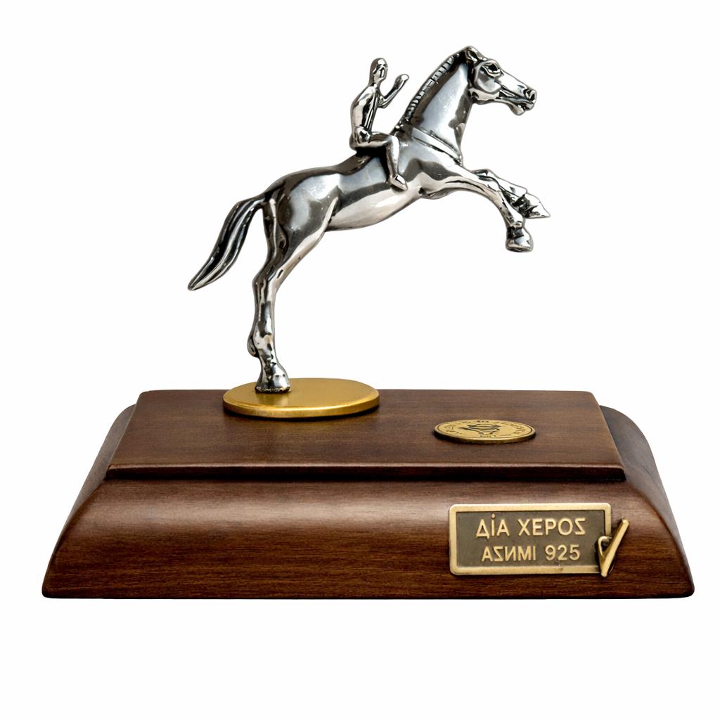 Horse and Jockey from Artemision Figure in Sterling Silver, Handmade Statue (A-06)