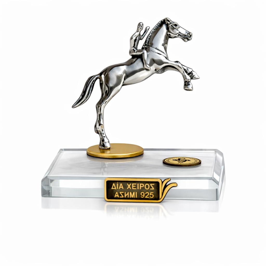 Horse and Jockey from Artemision Figure in Sterling Silver, Handmade Statue (A-06)