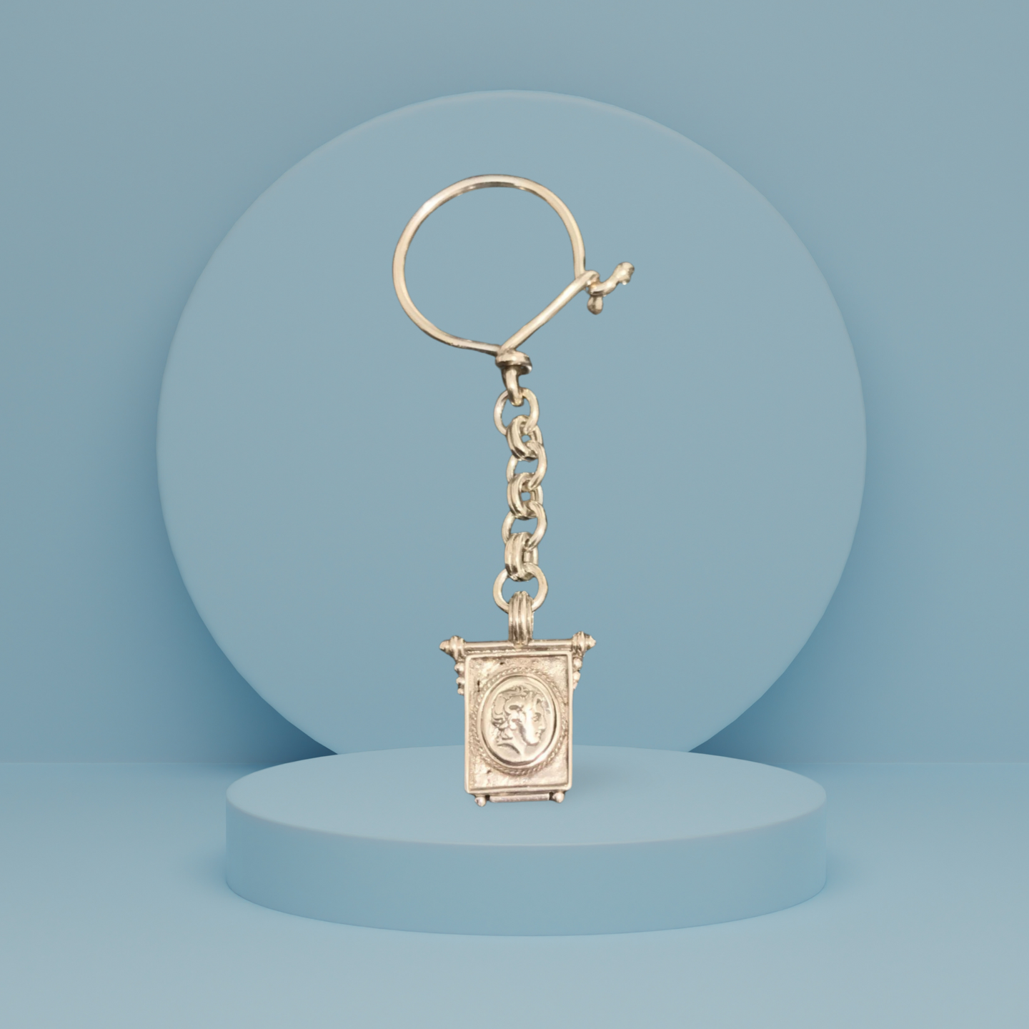 Alexander the Great Key ring in sterling silver, silver keychain, mens gift