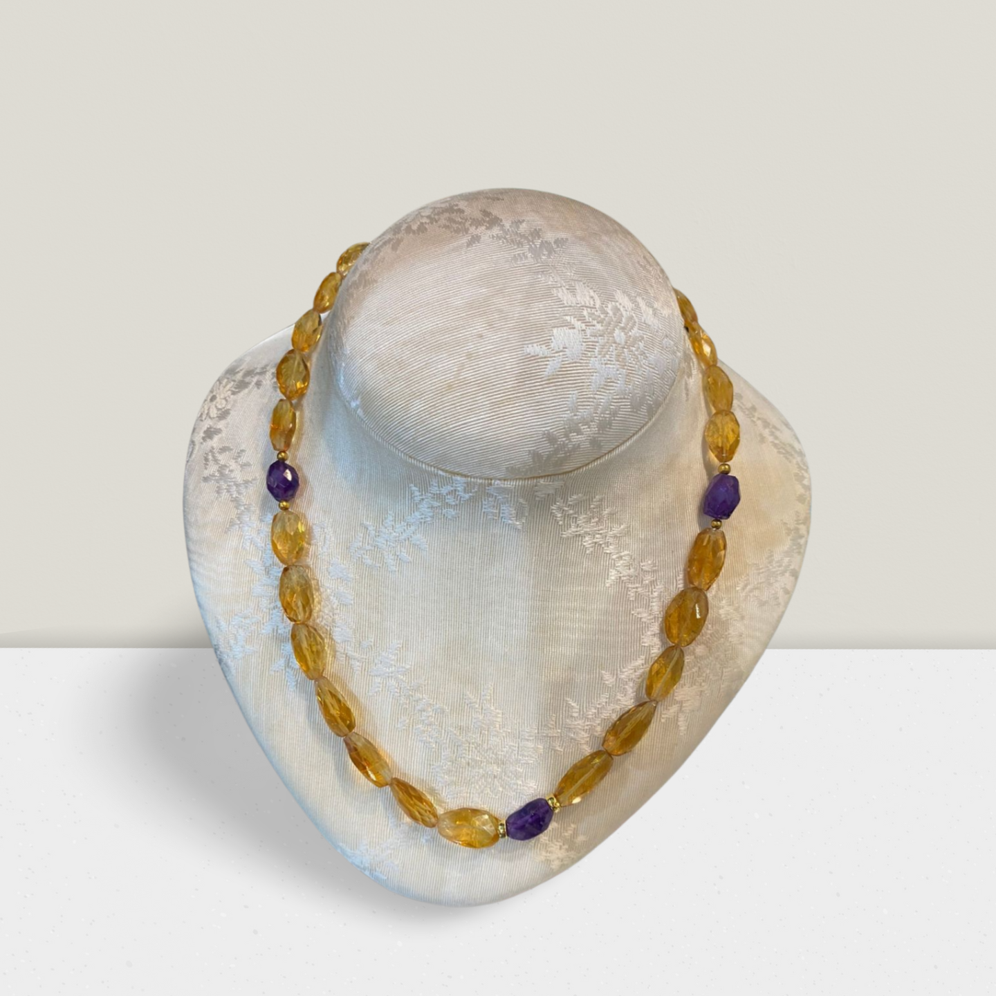 Necklace in gold 18k with citrine & amethyst