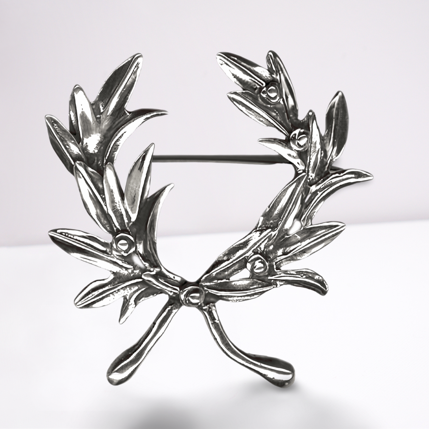 Kotinos Olive leaf Wreath brooch in sterling Silver (K-01)