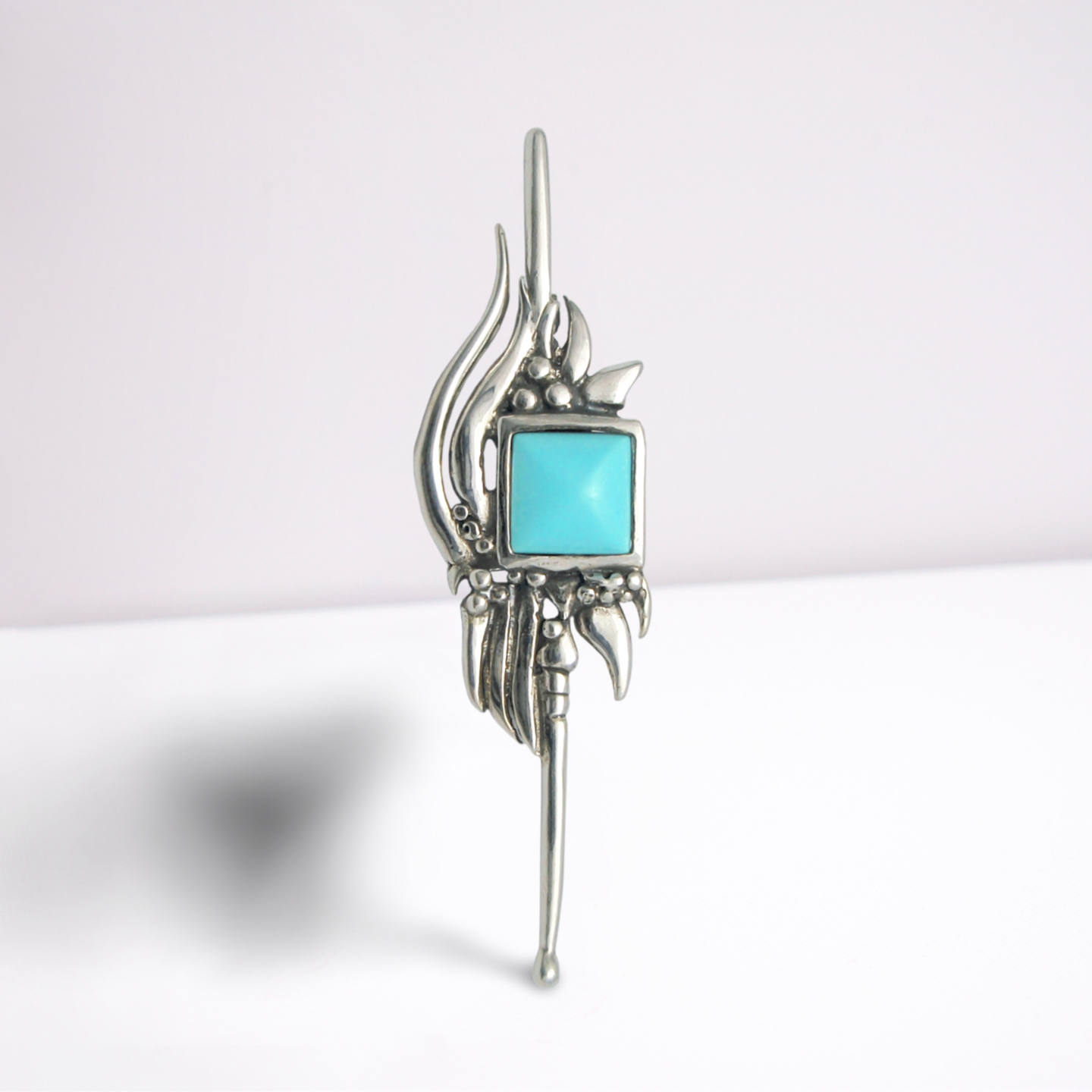 Greek Traditional Flower Brooch in Sterling silver with turquoise (K-34)
