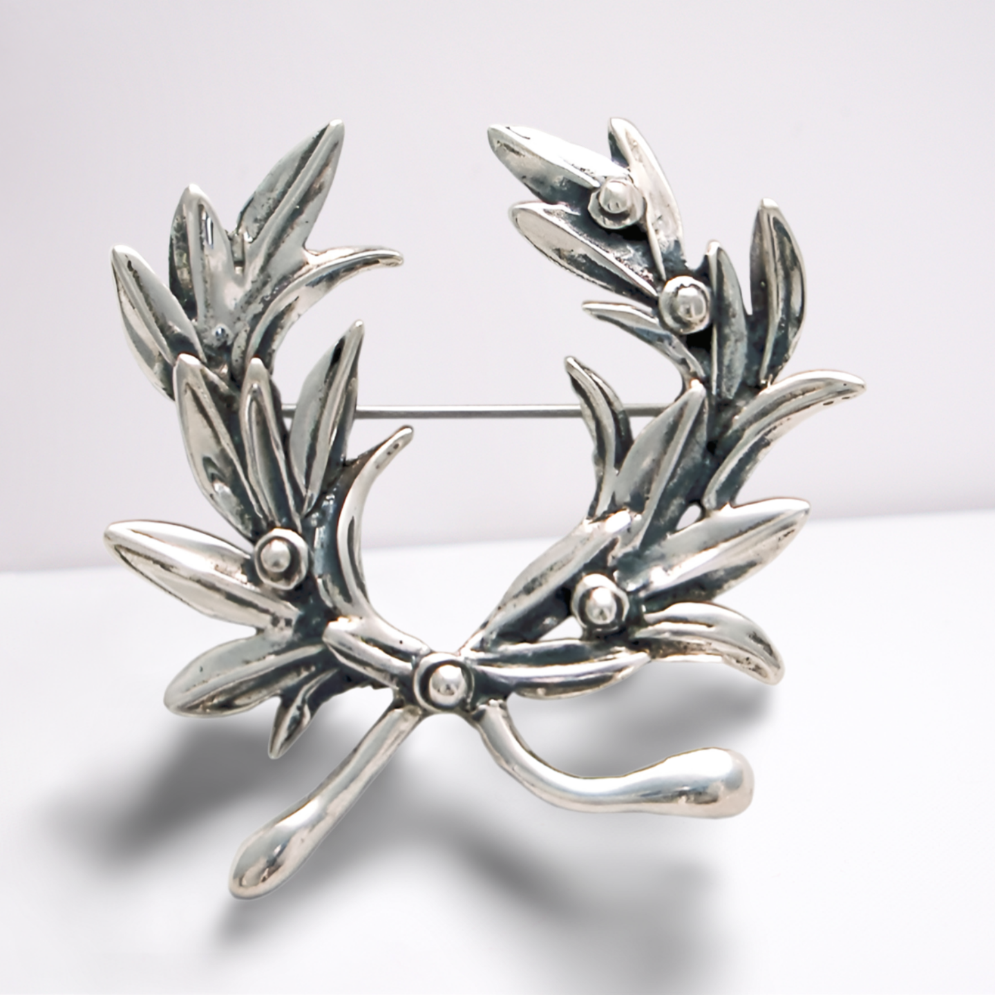 Kotinos Olive leaf Wreath brooch in Sterling Silver (K-36)